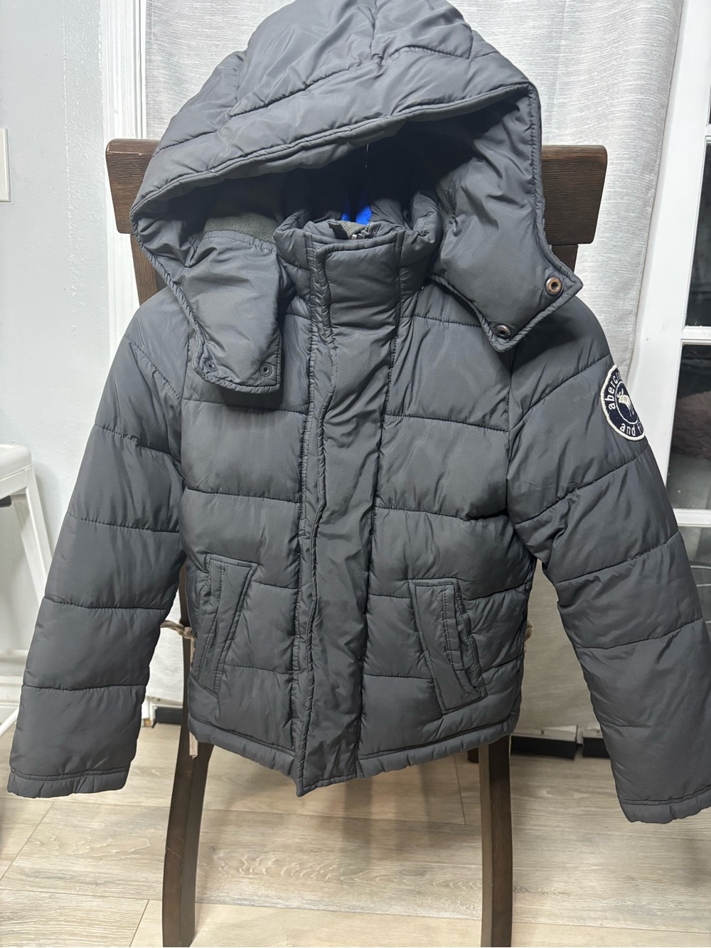 Abercrombie & Fitch Kids Dark Gray Puffer Jacket with Hood